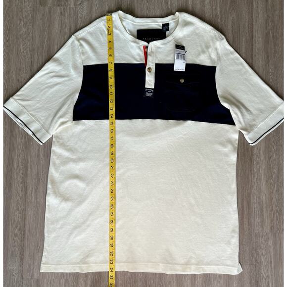 Sean John Men’s 3XL Henley T-Shirt – Colorblock Navy & White Cotton Blend - Picture 4 of 8